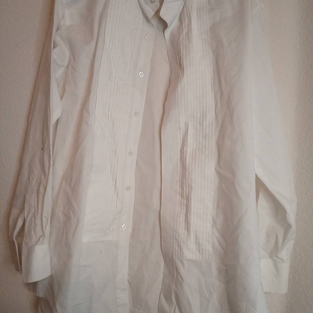 Milano Collection Size 16 White Cotton Tuxedo Shi… - image 1